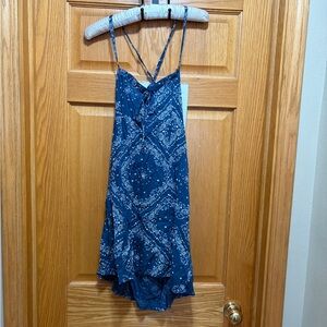 a new day Navy Paisley Tie-Front Crop Top